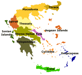 map of greece, tourists map of greece, area map of greece